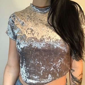 Light Gray Velvet Crop top